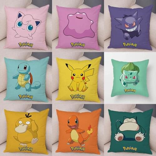 45x45cm Pokemon Cushion Cover Pikachu Pillowcase Colorful Car Cushion Cartoon Pillow Cases Sofa Car Home Plush Cover Gifts