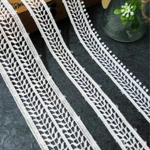 New 15yard White Black Leaves Polyester Embroidered Lace Trim Ribbon Fabric Handmade DIY Garment Wedding Dress Sewing Craft