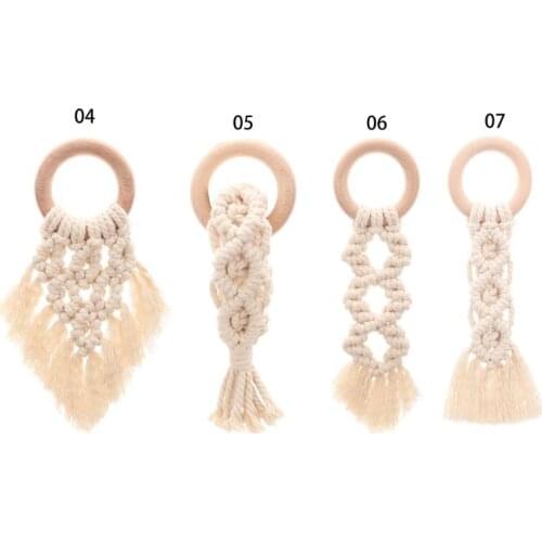 Organic Macrame Teether Boho Teething NEW Ring Baby Sensory Toy Natural Cotton Teething Toy Gender Neutral Baby Toy