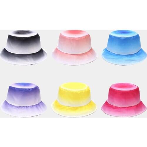 2021 Fashion Gradient Color Bucket Hat Adult Fishermans Summer 3D Leisure Flat Bob Hat Trend Outdoor Sunshade Panama