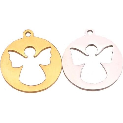 5pcs/lot Stainless Steel Gold Angel Wings Pendant Charm Handicraft Jewelry Making Necklace Crafts Findings Wicca Aka Sorority