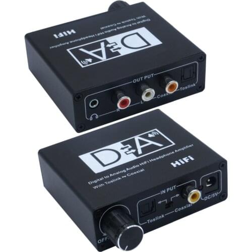 Toslink Digital audio to analog audio converter decoder with volume control(coaxial+toslink to L/R+aux+Coaxial/toslink out)