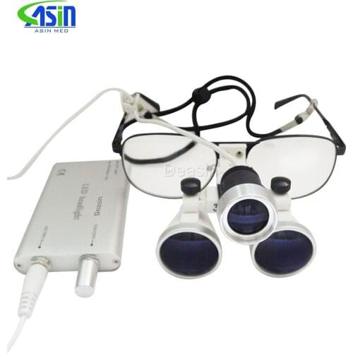 Anti-Fog 3.5x 420mm Dental Surgical Binocular Loupes + LED Head Light lamp