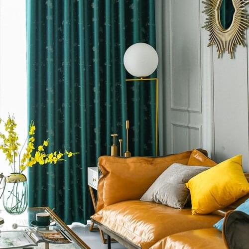 Simple Light Luxury Full Blackout Curtain Simulation Silk Cotton Curtains for Living Room Bedroom