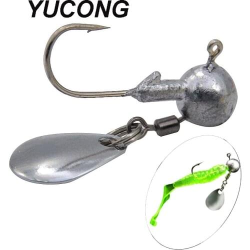 YUCONG 50PCS/Lot Fishing Jig Head Hooks Spoon 2g-4g High Carbon Steel Fishhooks Spinner Jighead Weight with Rotation Ring Sequin