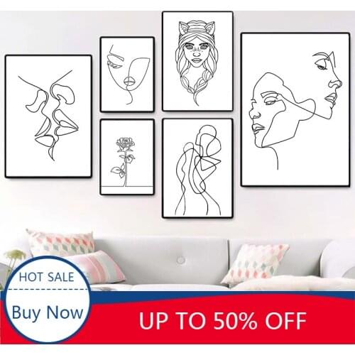 Nordic Minimalist Figures Line Wall Art Sexy Woman Body Canvas Painting Drawing Posters Prints Decoration for Living Room Decor