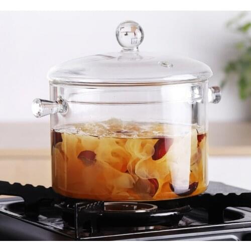 Transparent Borosilicate Glass Cooking Pot Stockpot Heat Resistant Boil Water Noodles Cooker Kitchen Tool with Magnetic Sheet