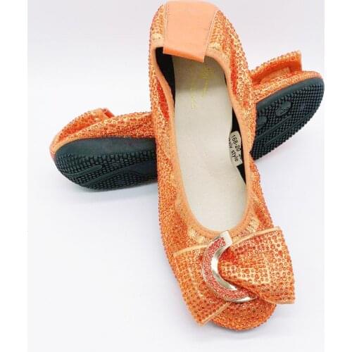 Plus Size 43 44 Large Women Flats Bowknot Bling Bling Italy Flat Shoes for Girls Soft Roll Up African Banana Shoes Italian Flats