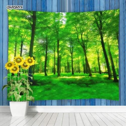 Spring And Summer Green Forest Tapestry Wall Hanging Natural Scenery Living Room Bedroom Decor Tapestries Home Art Adornment