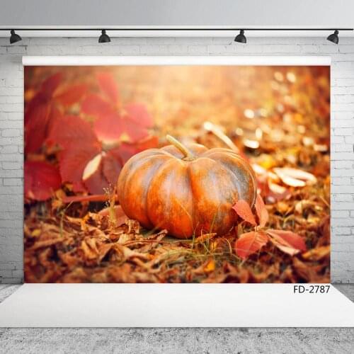 Pumpkin Yellow Leaves Sunshine Halloween Photographic Background Vinyl Backdrops for Children Baby Photo Studio Props Photocall