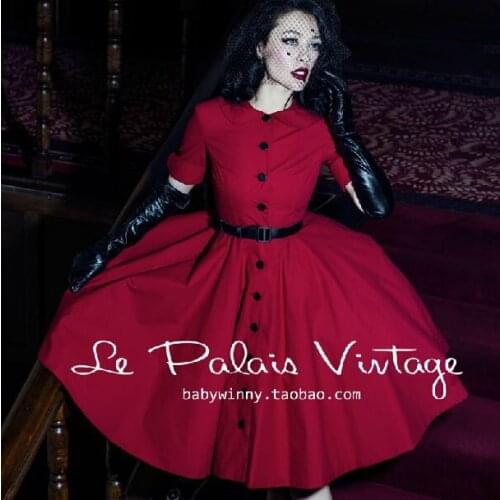Vintage 50s60s Elegant High Waist Classic Peter Pan Collar Half Sleeve Tutu Dress Hepburn Style Ladies Party Dress