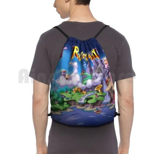 Rayman-The Valley Backpack Drawstring Bags Gym Bag Waterproof Rayman Playstation Windows Ray Limbs Origins Legends Dos