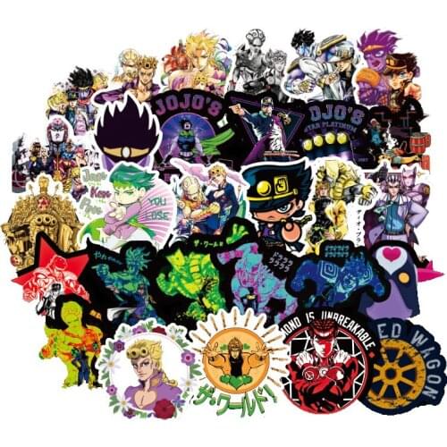50pcs/set Anime JoJo Bizarre Adventure Stickers Cosplay Accessories Prop PVC Waterproof Cartoon Decal Sticker
