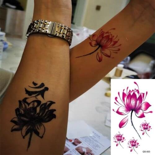 Waterproof Temporary Tattoo Stickers Lotus Flower fake Tattoo Geometric animal Flash Tattoo Hand Back Foot for Girl Women Men