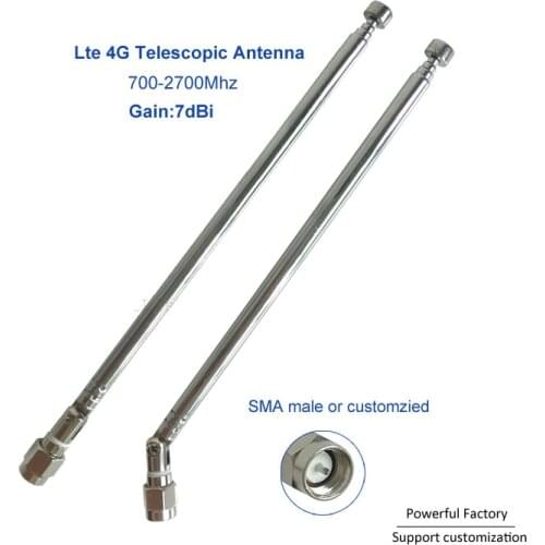 SMA male 4G telescopic antenna 5 section 7dbi omni Lte wifi rod antenna 1PCS