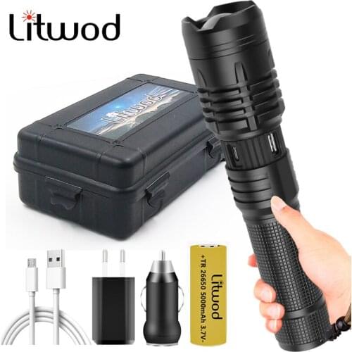XHP70.2 Aluminum Tactical LED Flashlight USB Rechargeable Zoomable Torch Powerbank Function 18650 26650 Battery Lantern Litwod