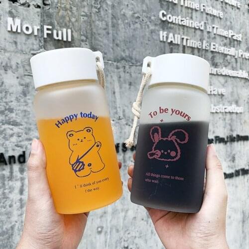 Japanese Fashion Frosted Glass Summer Simple Cool Water Cup Womens Net Red Korean Cute Hand Frosted Water Cup