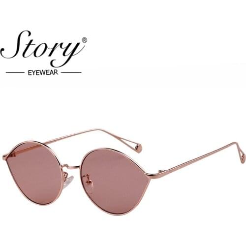 STORY fashion oval sunglasses women men 2019 luxury brand designer vintage alloy frame droplets lens cat eye sun glasses S6289A