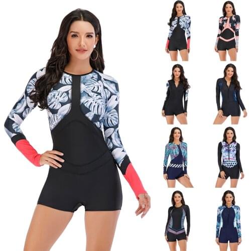 2020 New Rash guards Wetsuit Diving Skin Women One-piece Long Sleeve Jumpsuit Swimsuit Swimwear Beach Clothes Bathing Suit