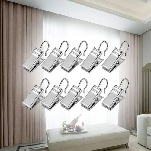 10Pcs/set Metal Iron Curtain Clips on Hook Hanging Durable Clothes Peg Laundry Clothes Clip Hanger Laundry Storage Organization