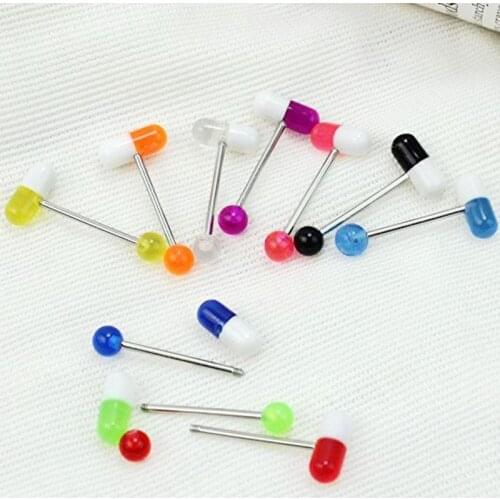 10 Pcs Uv Pill Tongue Bar Ring Piercing Jewellery Tongue Nail