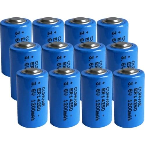 12PCS SL14250 ER14250 14250 3.6V LS14250 Li-SOCl2 1/2AA Size Batteries For CNC Machine Tools Touch Screen Electric Gas Meter