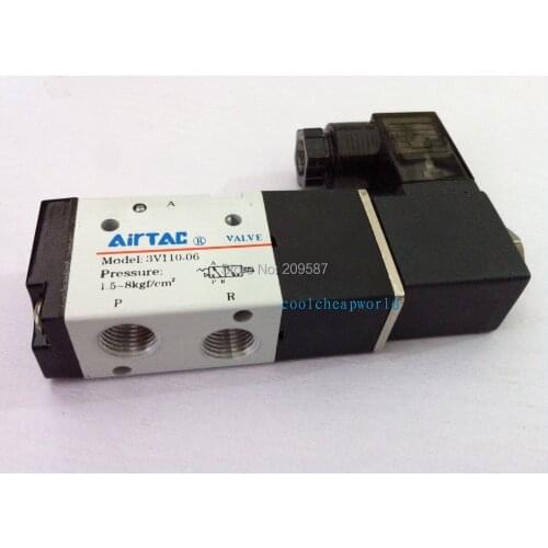 1x 3V110-06 3Port 2Position 1/8" BSP Single Solenoid Pneumatic Air Valve DC12V DC24V AC110V AC220V