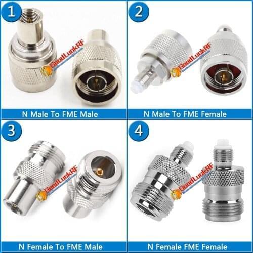 1X Pcs Kit Set N To FME Male & Female Cable Connector Socket N - FME Straight Nickel Plated Brass Coaxial RF Adapters