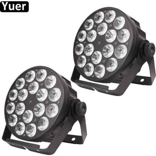 2Pcs/Lot LED 18x15W RGBWAUV 6IN1 Flat Par Light DMX512 DJ Wash Light Stage KTV Disco DJ KTV Party Holiday Spotlight