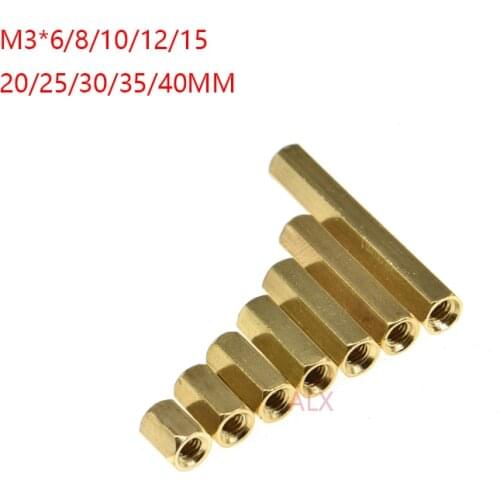 20PCS M3 Hex head Hollow Threaded Copper Pillar double pass Hexagonal brass pillar Height 6/8/10/12/15/20/25/30/40MM 6MM 10MM