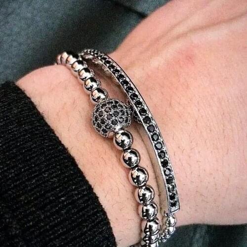 2020 Trendy Long Tube Round Disco Ball Charm Men Bracelet Temperament Handmade Weave Bead Bracelet For Men Women Jewelry Gift