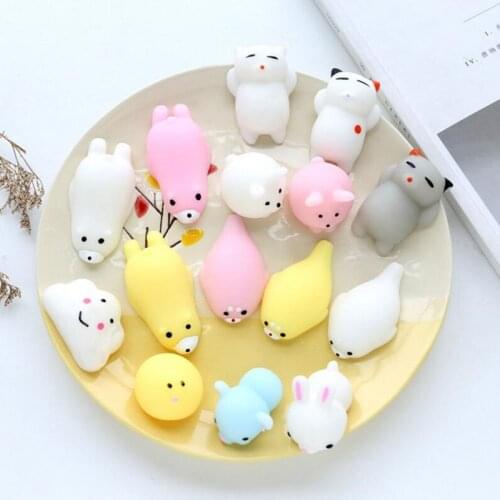 5PCS Funny Gift Healing Squeeze Antistress Toys Cute Mochi Squishy Cat Squeeze Healing Kids Kawaii Toy Stress Reliever Decor