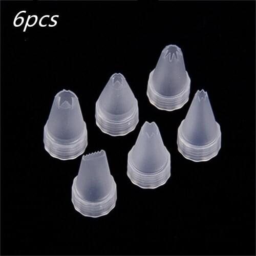 6PC Plastic Nozzles Silicone Pastry Bags DIY Cake Decorating Tips Set Mouth Icing Piping Cream Cookie Baking Decor Tools