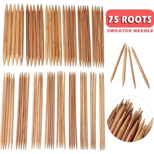 75pcs/set Bamboo Knitting Needles 20cm 15 Sizes Crochet Hooks DIY for Weaving Scarf Sweaters Hats Large Carpets