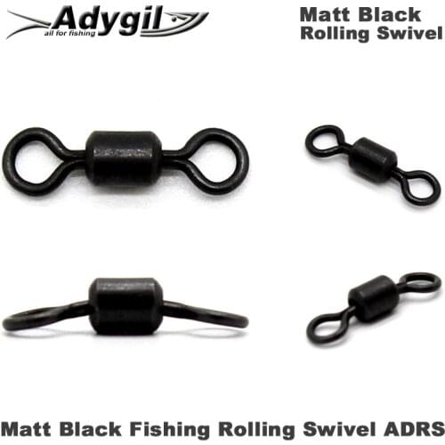 Adygil Matt Black Fishing Rolling Swivel ADRS Rolling Swivel #4 #6 #8 #10 #12 50pcs/lot