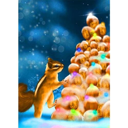 5D New Full Diamond Christmas Cartoon Squirrel Mosaic Diamond Painting Embroidery Decoration Home Decoration