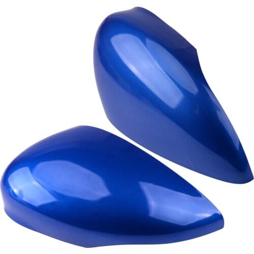 Beler 2pcs ABS Car Blue Wing Door Rearview Side Mirror Cover Cap Fit for Ford Fiesta MK7 2008-2012 2013 2014 2015 2016 2017