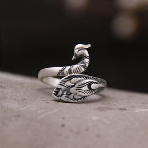 Bohemian Vintage Big Peacock Rings For Women Lady Men Antique Knuckle Rings Boho Jewelry Anillos