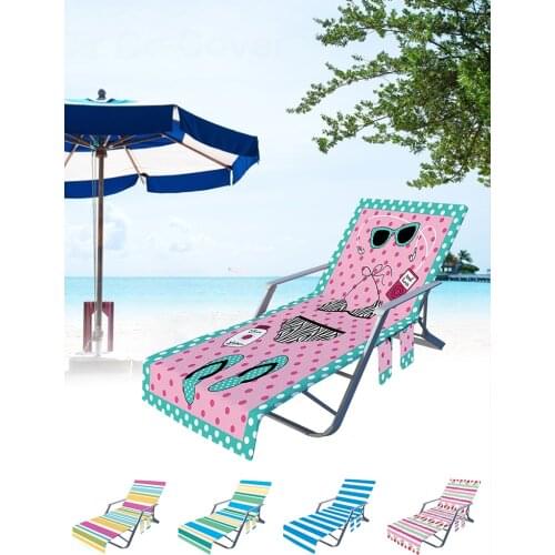 Beach Chair Cover Towel Swimming Pool Long Strap Bed Quick Dry Printed Summer Sun Holiday Outdoor Activities Garden With Pocket