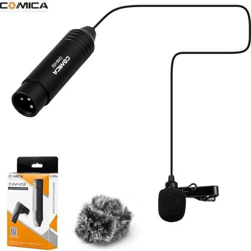 COMICA XLR 48V Phantom Power Omnidirectional Lavalier Microphone Lapel Clip Broadcasting Mic for Camcorder