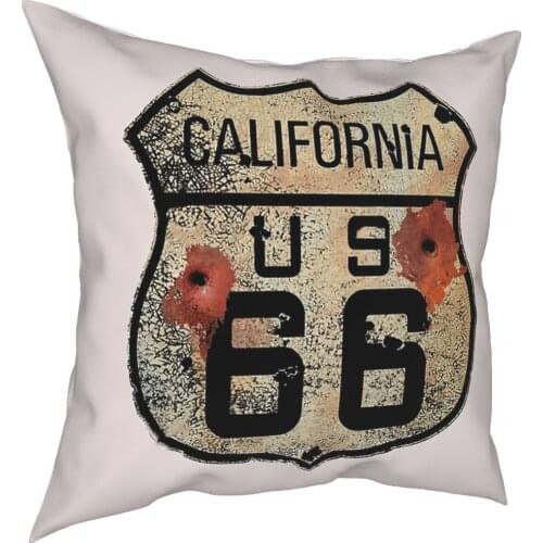 Route 66 California Sign USA Pillowcase Home Decorative Cushions Throw Pillow for Car Polyester Double-sided Printing Vintage