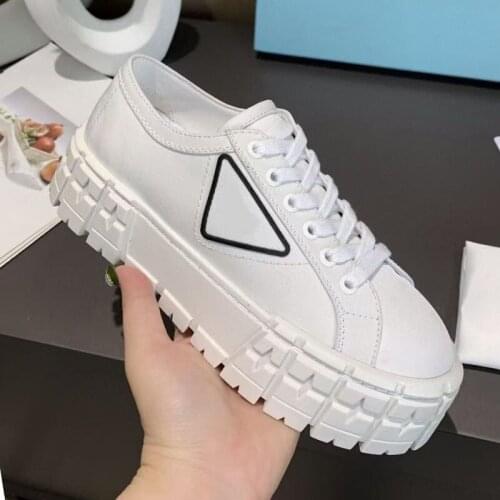 European And American Spring 2021 New Triangle Standard Thick-Soled Canvas Shoes Sports Increased White Shoes Women