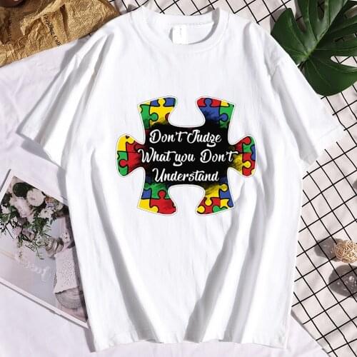 Letter Puzzle Piece T-shirt Cute Women Graphic Tee Kindness Shirt Aesthetic Summer Autism Awareness Top Tee Shirt Gothic Clothes