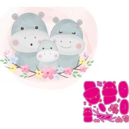 Hippopotamus Metal Cutting Dies Lovely Animals Doll Stencil for DIY Scrapbooking Craft Cards Decoration