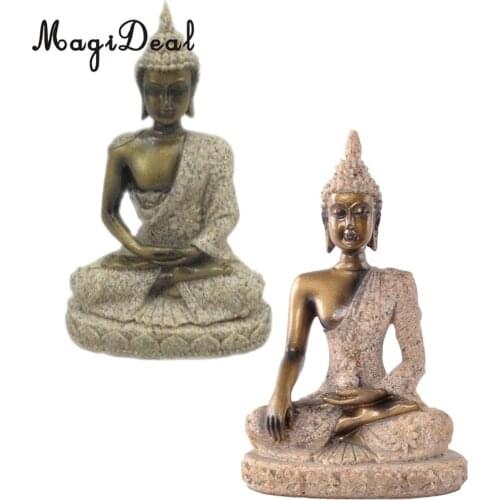 Homyl Hand Carved Meditation Buddha Seated Deity Luck Wealth Meditation Statue Sculpture Decor