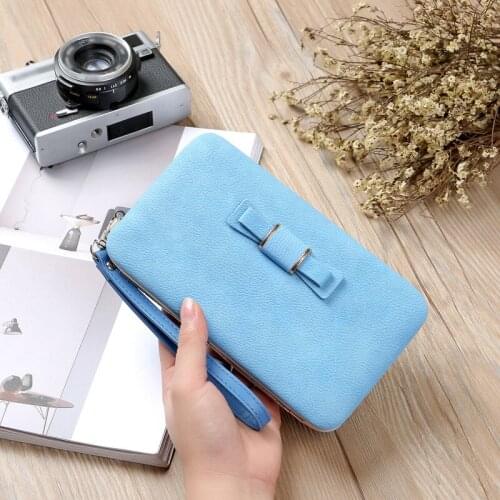 Fashion Bowknot PU Leather Clutch Bag Wallet Holder Card Coin Clutch Purse Wristlet Evening Bag 100PCS/lot