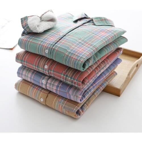 2020 New Winter Warm Womens Fleece Thicker Plaid Shirts and Tops Casual Lady Shirt Style Coat Velvet Outerwear Women Clothes