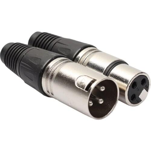 2021 New 1 Pair XLR 3 Pin Male Plug + Female Jack Microphone MIC Connector Adapter