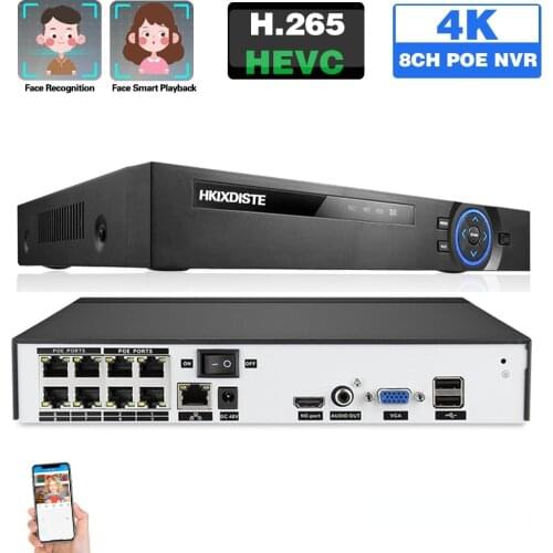 H.265 CCTV Security Surveillance NVR Recorder 8CH 4K POE NVR Face Detection 8MP 16CH Network Video Recorder for IP Camera System