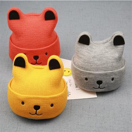 New Unisex Baby Cartoon Bear Hat Cap Beanie Boy Girl Toddler Infant Children Cotton Soft Cute Hat Cap For Kid 2019 Winter